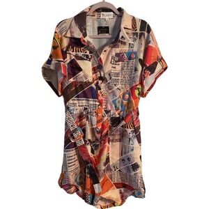 l'atiste by amy Pop Art Newspaper Comic Belted Romper Jumper Size XL‎ Vacation